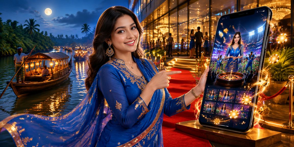 সুন্দরবন অঞ্চলে মোবাইল ক্যাসিনো — সালোয়ার কামিজ পরিহিত মহিলা pixel7 দেখছেন